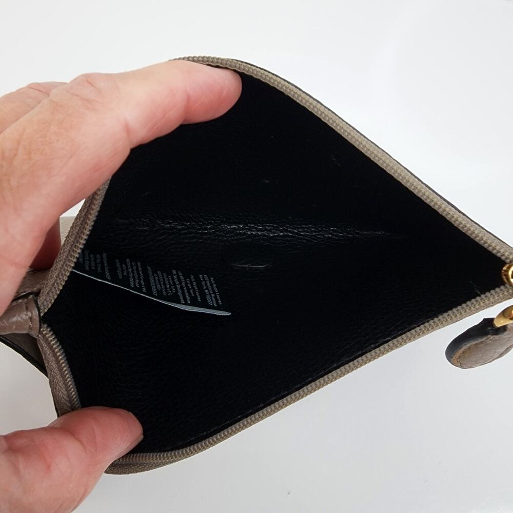Ralph Lauren RLL Wristlet Taupe Pebbled Faux Leather Clutch Zip 8x5 Slight Flaws - Picture 6 of 12